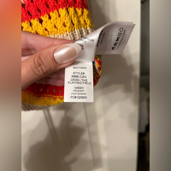 Mother Womens Multicolor Striped The Playing Field Crochet Top Medium - Picture 10 of 10